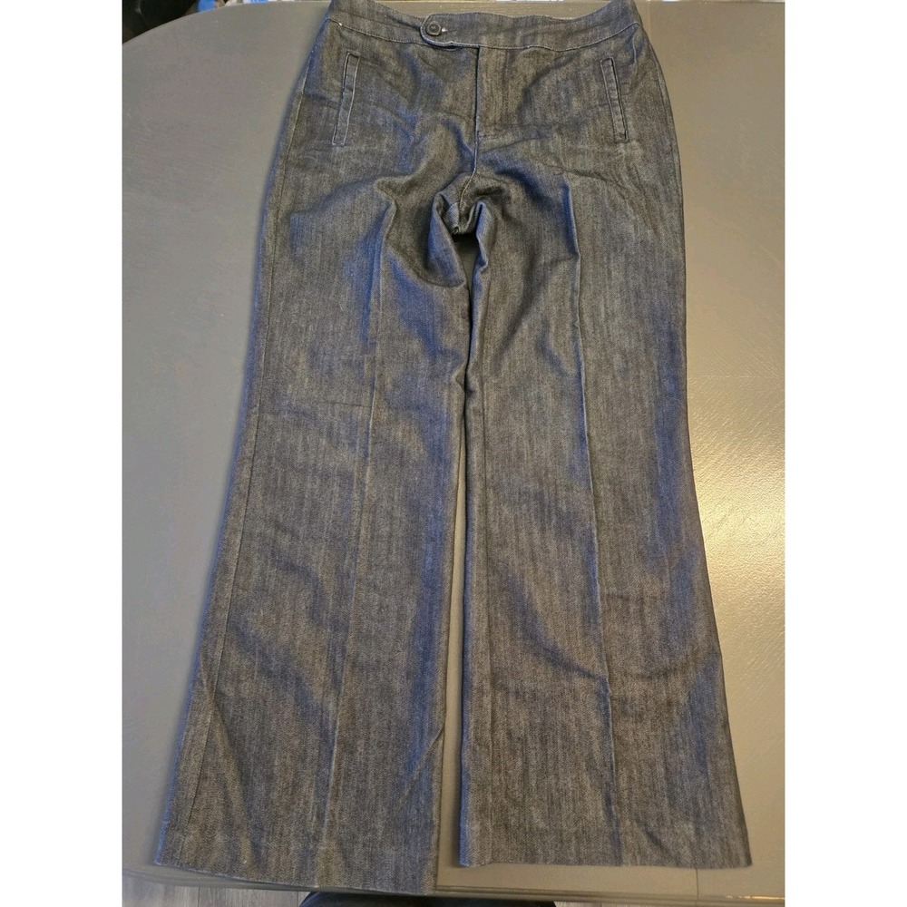 Chico's Platinum Women's Blue‎ Dress Pants Denim Straight Leg Flat Front Pockets
